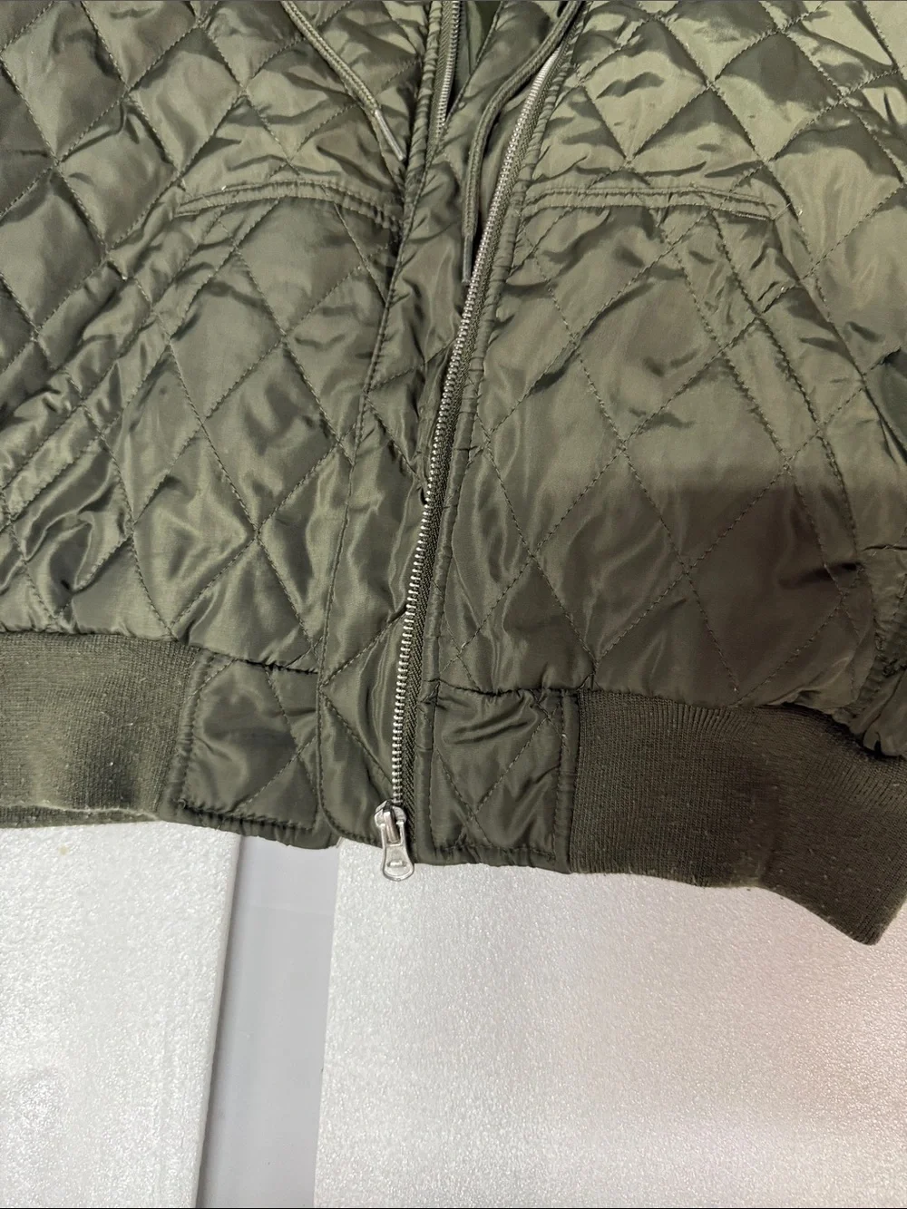 Pink Republic Olive Quilted Hooded Bomber Jacket